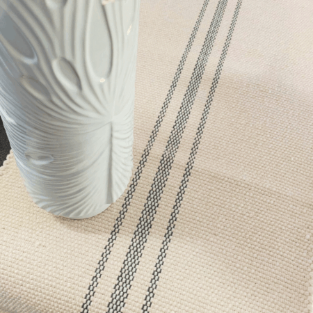 Natural Handwoven Cotton Table Runner with Charcoal Stripe